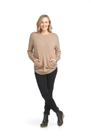 ST-06249 - Sweater Tunic with Rounded Hem and Pockets - Colors: Cobalt, Mocha - Available Sizes:XS-XXL - Catalog Page:2 
